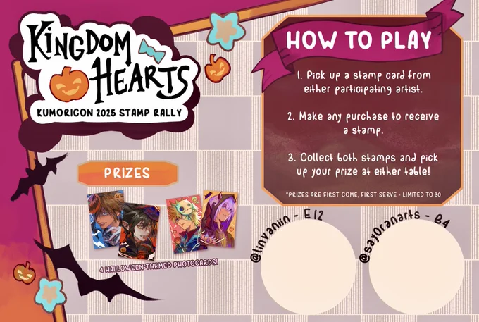 am also part of a KH stamp rally with ! come participate for 4 halloween-themed photocards~