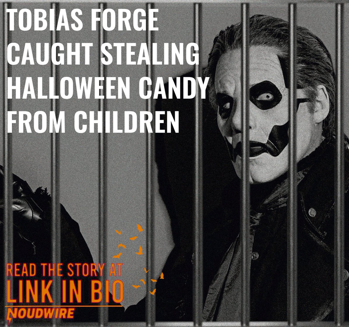 Ghost frontman, Tobias Forge, has been arrested for stealing children's Halloween candy. In his defence, he declared that he "just wanted Reese's Pieces." This defence was dismissed, and he will be serving 20 years in prison.

Learn more at link in bio.