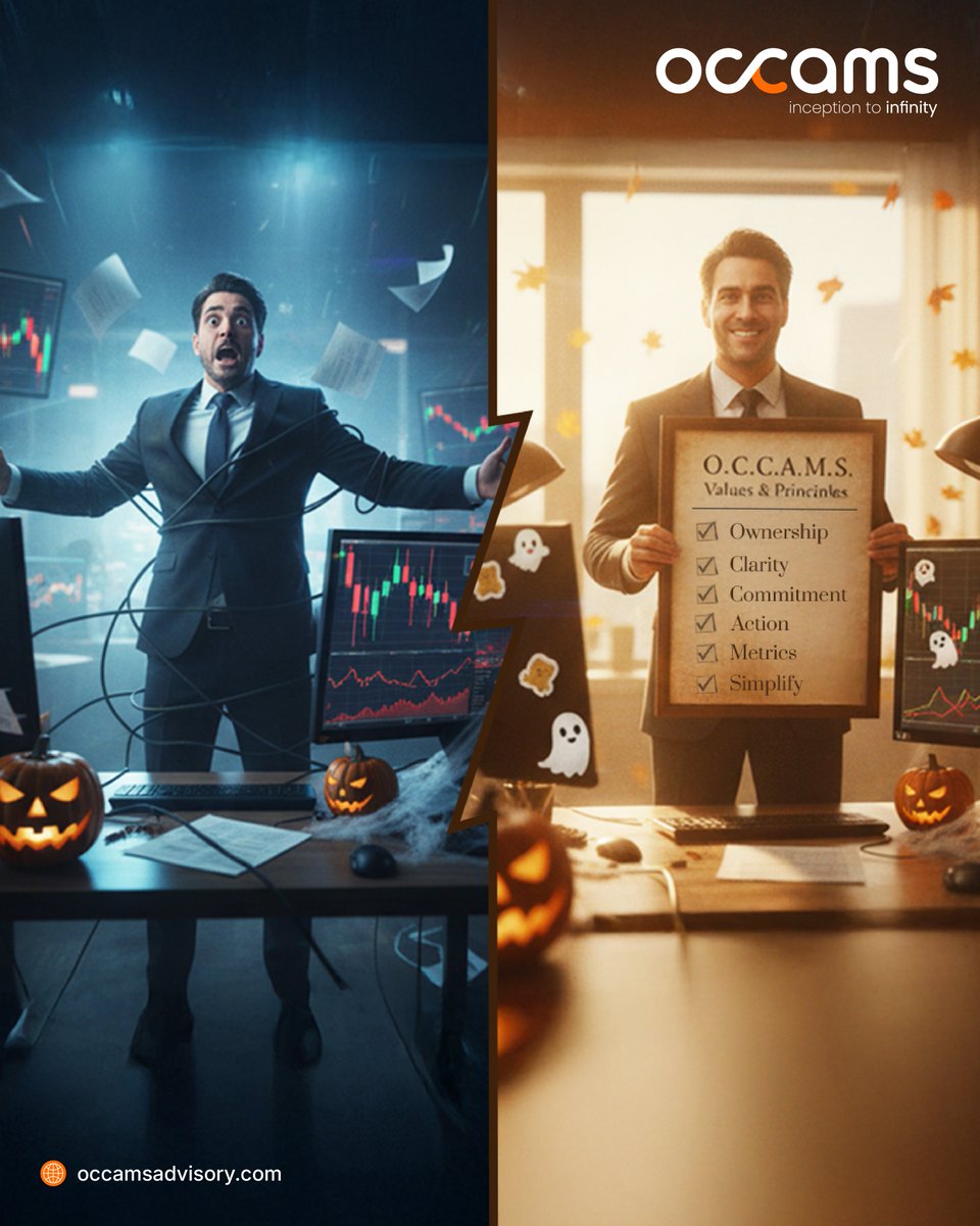 OccamsAdvisory's tweet image. This Halloween, the scariest monster? 😱
A tangled mess of taxes, forms &amp;amp; market chaos.

Occams cuts through the noise with:
Ownership. Clarity. Commitment. Action. Metrics. Simplify.

From chaos to clarity — the O.C.C.A.M.S. way.
#Halloween2025 #OccamsAdvisory #SimplifySuccess…