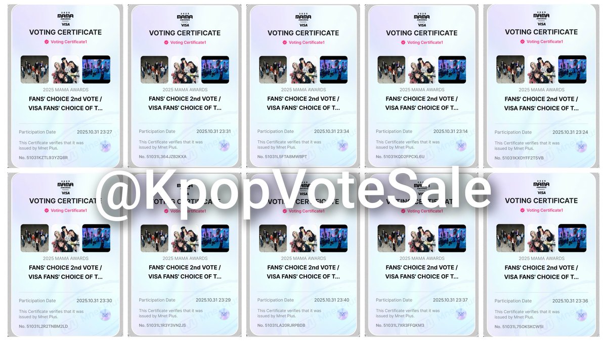 KpopVoteSale's tweet photo. Mama Awards 2025 - Visa Fan's of the year

 30 🎟️ voted for Seventeen

Thank you all guys for join Rt deal!
#SEVENTEEN #Mama #KpopVoteSale #GAproof_Wingsshop https://t.co/A2DxLHP3bc