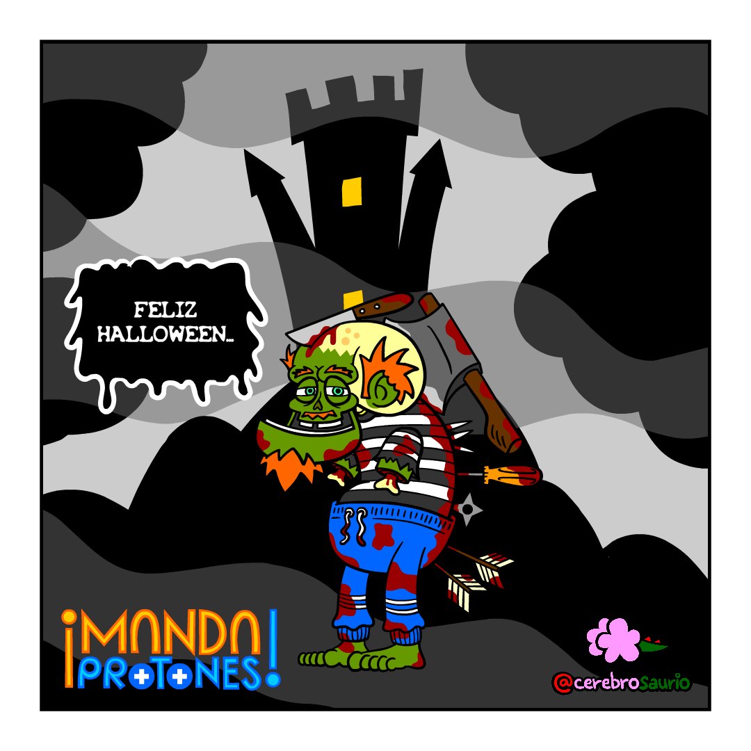 cerebrosaurio's tweet image. Morty se ha escapado de la producción de ¡Manda Protones! para presentarse y desearos... #Halloween2025