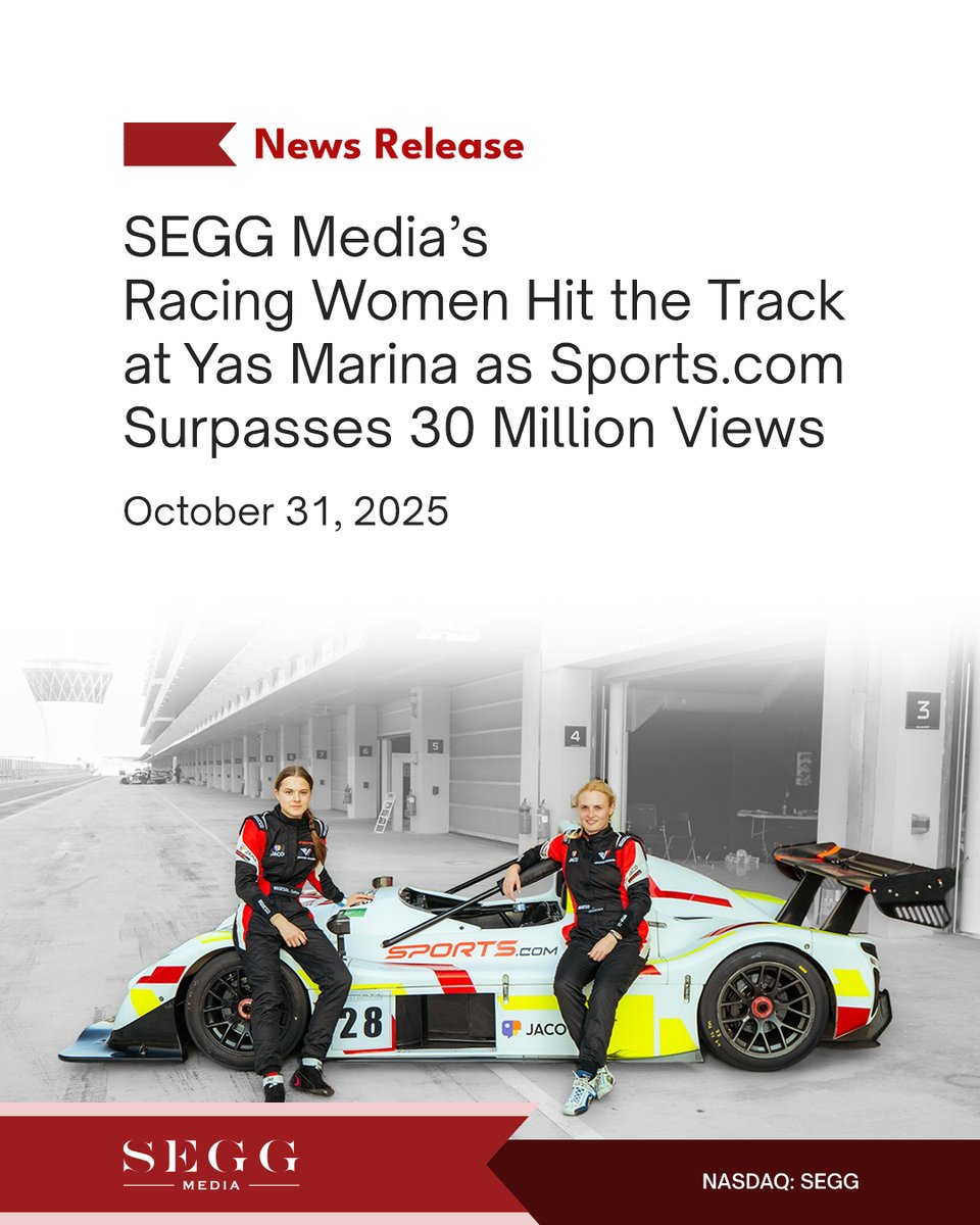 📢 NEWS RELEASE: We’re in Abu Dhabi this weekend with Racing Women as Jorden Dolischka from Austria and Léna Galyó from Hungary take on Round 1 of the 2025/26 Gulf Radical Cup at Yas Marina Circuit.

Read more: asmbly.link/PREOjQR

🇺🇸 #NASDAQ: $SEGG