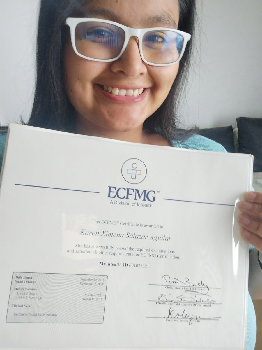 With October coming to an end, I'm happy to share that I'm officially ECFMG certified!

Very excited to keep learning every day 🙌

#Match2026