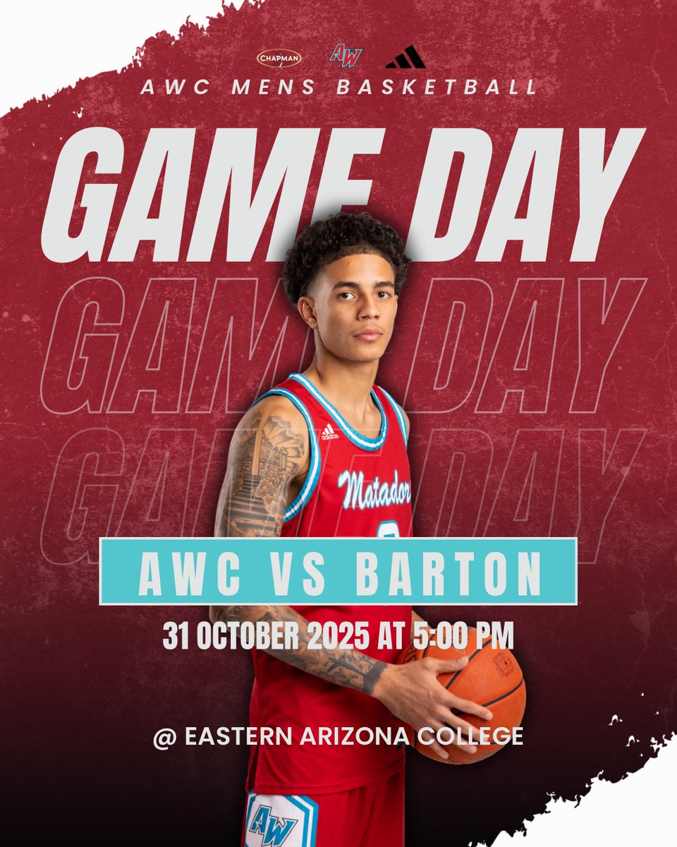 AWCMatadors's tweet image. 🏀 GAME  DAY  🏀
🆚Barton
🕗5:00 pm 
🏟️Eastern  Arizona  Gymnasium    
📍Thatcher,  AZ
#ForTheW #GoMatadors