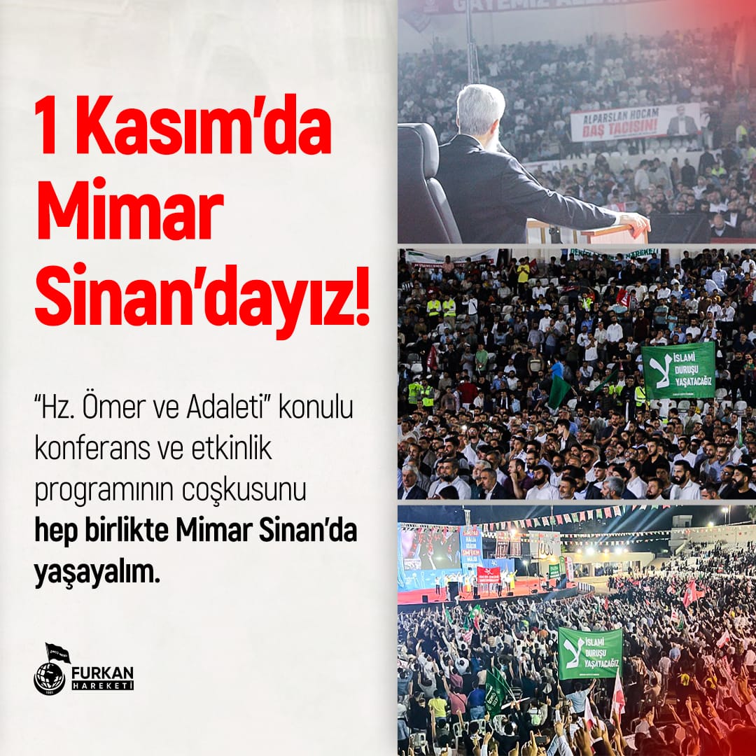 Yarın Mimar Sinan’da adaletin sembolü konuşulacak!
Hz. Ömer’in adalet anlayışıyla zulme meydan okuyan bir konferans seni bekliyor!
#AdanadaBüyükBuluşma
#HzÖmerVeAdalet
#FurkanVakfı