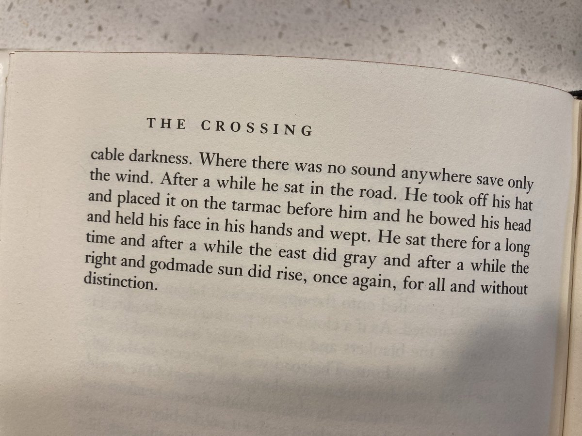 JL_Hemingway's tweet image. The last paragraph of the book punched me in the gut.
“…after a while the right and godmade sun did rise, once again, for all and without distinction.”
It remains my favorite of the trilogy. @CSandbatch