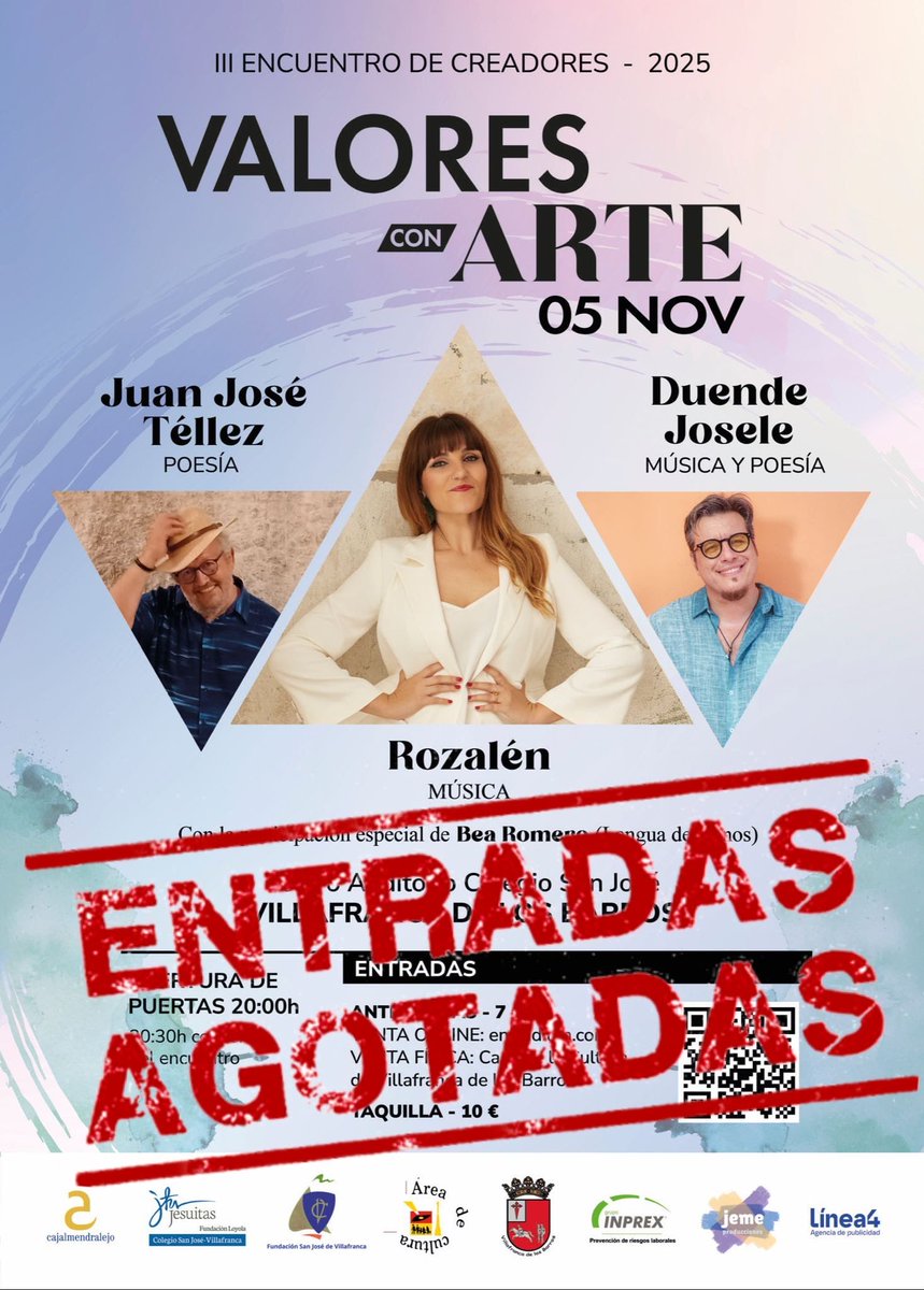 Habéis agotado todas las entradas‼️
No quedan online, no quedan en físicas y no habrá ninguna disponible a la venta en taquilla‼️

GRACIAS a todas las personas que ya tenéis la vuestra. Y lo siento por quienes os habéis quedado con las ganas.

Nos vemos la semana que viene 💚
