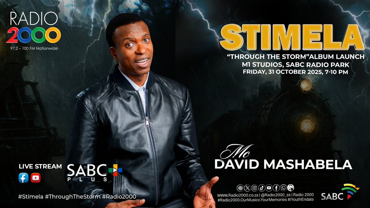 Radio2000_ZA's tweet photo. 🚨🎶RADIO2000 x #STIMELA ALBUM LAUNCH "Through the Storm" 🎤 MC: @DavidMashabela
📍 Venue: M1 Studios, Radio Park
📺 Live streaming: https://t.co/HoOUtqDV6n SABC Plus
#Stimela #ThroughTheStorm #Radio2000 https://t.co/Y0qOzIcreh