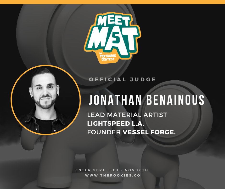 Excited to be back as a judge for the #MeetMat5 Challenge this year! Thanks to <a href="/TheRookiesCO/">TheRookiesCO</a> &amp; <a href="/Substance3D/">Adobe Substance 3D</a> for having me once again - It’s going to be a fun one!

Good luck to all the participants — I can’t wait to see what you all come up with this time! 

#TheRookies #MeetMat5