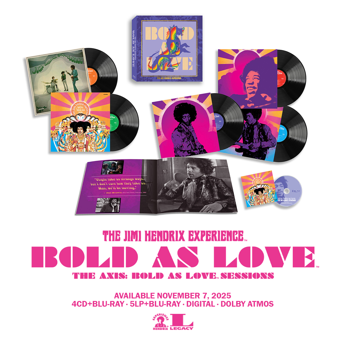 The new, super deluxe box set BOLD AS LOVE - THE AXIS: BOLD AS LOVE SESSIONS available in 5LP+Blu-ray, 4CD+Blu-ray editions and Digital is set for release on November 7.

In addition to stereo, mono and Dolby ATMOS mixes of the original AXIS: BOLD AS LOVE release, this collection