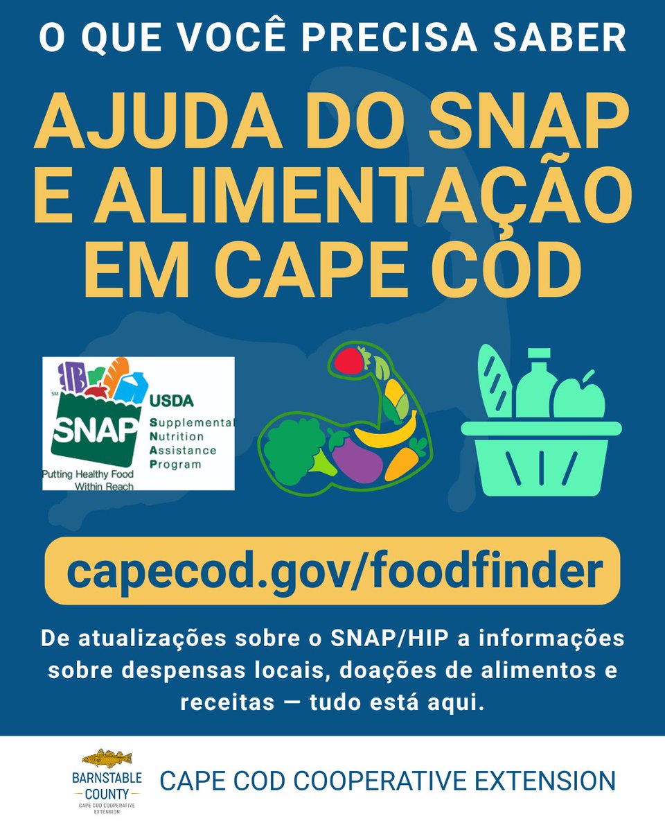 Need food assistance? 🍎 Find SNAP \u0026 HIP updates, local food pantries, and  ways to help at https://t.co/rFFT21N7qv Graphics available in English,  Spanish \u0026 Portuguese — please share! #BarnstableCounty #CapeCod #FoodAccess, image size:960x1200