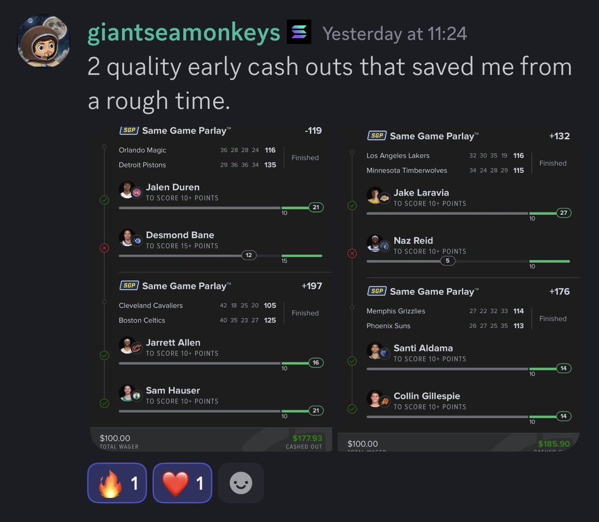 The Sports bets continue to roll in 💰🖨️