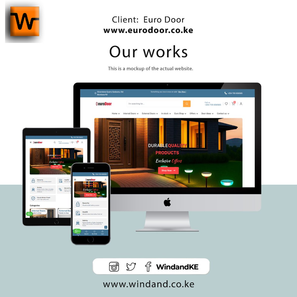 WindandKE's tweet image. Excited to unveil our latest project — Eurodoor Kenya!

A clean, modern website showcasing premium doors and unmatched craftsmanship.

Check it out:eurodoor.co.ke

For enquiries:
Visit: windand.co.ke 
Call: +254 792 176 174

#WindandKE #GrowWithTech