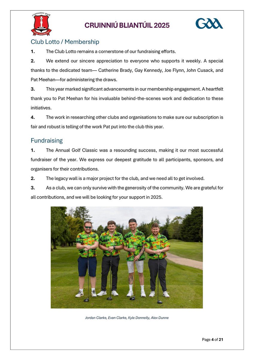 DunsanyGAA's tweet image. Tuarascáil an Rúnaí 2025 is out now.

Healthy Club GOLD, Green Club progress, underage growth, community momentum—&amp;amp; big plans for volunteers, referees, a new gym and lights.

Get involved—DM us.

See some pages 📑 below! 

#DunsanyGAA #MeathGAA #GAA #Community #UpDunsany