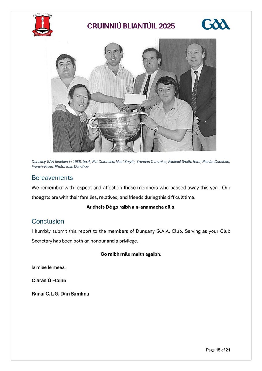 DunsanyGAA's tweet image. Tuarascáil an Rúnaí 2025 is out now.

Healthy Club GOLD, Green Club progress, underage growth, community momentum—&amp;amp; big plans for volunteers, referees, a new gym and lights.

Get involved—DM us.

See some pages 📑 below! 

#DunsanyGAA #MeathGAA #GAA #Community #UpDunsany