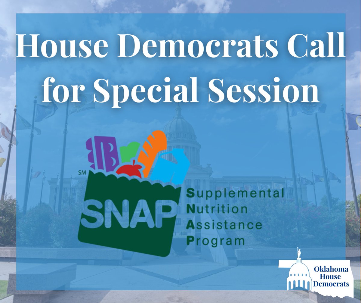 OklaHouseDems's tweet image. Friday, Oklahoma House Democrats and Oklahoma Senate Democrats held a press conference urging the Governor to declare a state of emergency and call a special session to help fund lapses in SNAP benefits due to the government shutdown.

Read more: okhouse.gov/posts/news-202…