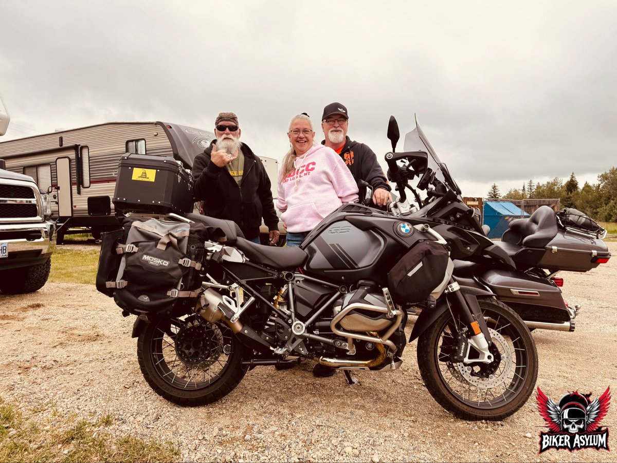 These were my road dogs at the Beartooth Rally this year. Left to right: Glenn, Rose, and Jim. These cats kept the miles lit and fulla twists—I’d throw a leg over with 'em any damn day. That Beemer up front? Jim's iron. Dude smoked us on the twisties (two-up, no less) and