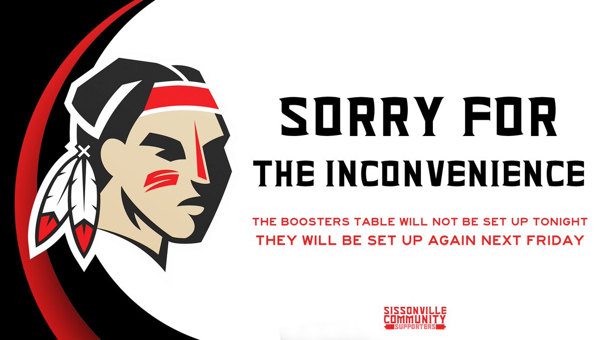 Sorry for the inconvenience‼️

The Boosters merch table will NOT be set up at tonight’s football game vs Lincoln County.

They will be set up again next Friday at the football game vs Wayne!