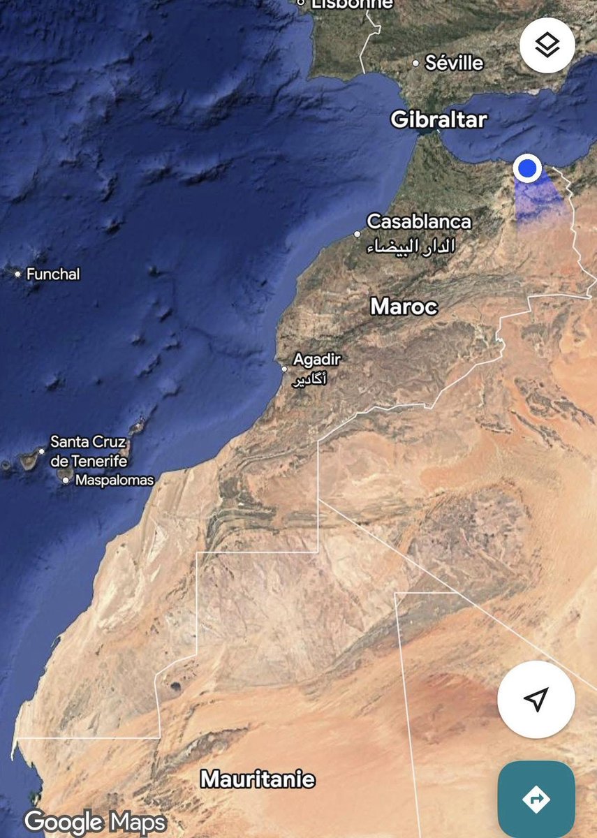 hashemal3mer's tweet photo. الصحراء مغربية.. مبارك لأشقائنا في المغرب غلق الملف ونتمنى لهم دائما الاستقرار والازدهار.. 

الصورة من خرائط جوجل بعد أن أزال الخط الوهمي بعد قرار مجلس الأمن مساء اليوم. https://t.co/SUySMycYZw