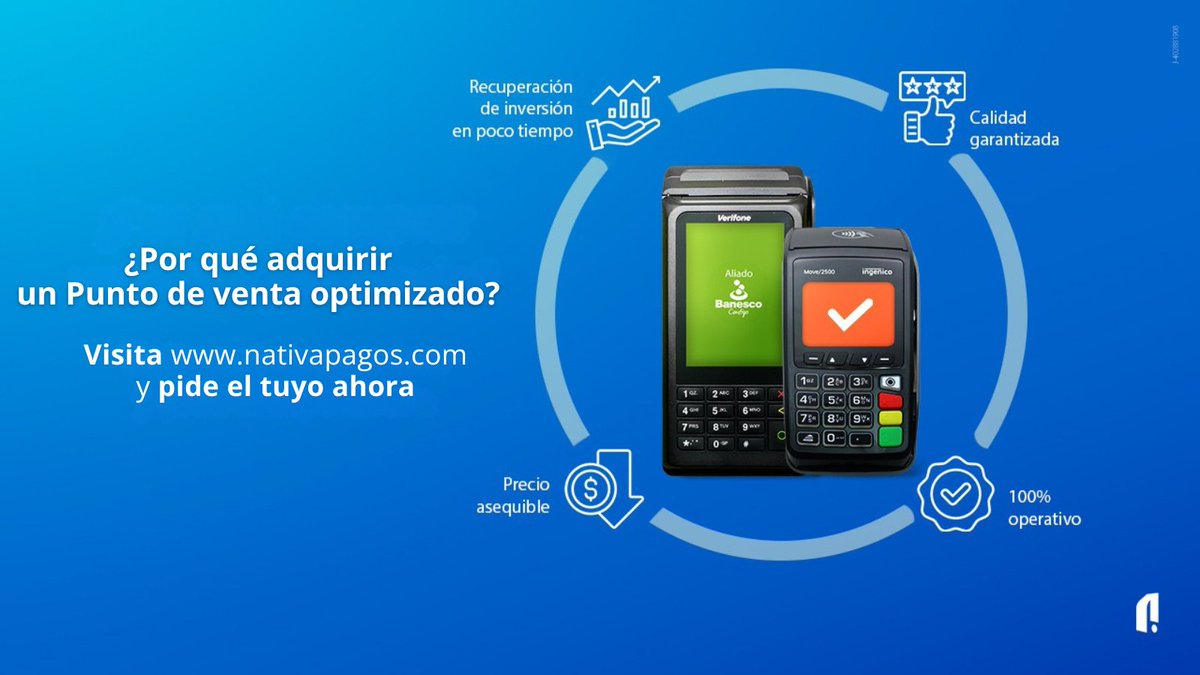 ¡Aumenta tus ventas con nuestros #POS optimizados! 📲

Actualiza tu equipo y disfruta de grandes beneficios a un precio asequible ✅

💻Visita nuestra web nativapagos.com y solicita el modelo ideal para tu negocio.
 
#nativaPagos #AliadoBanesco