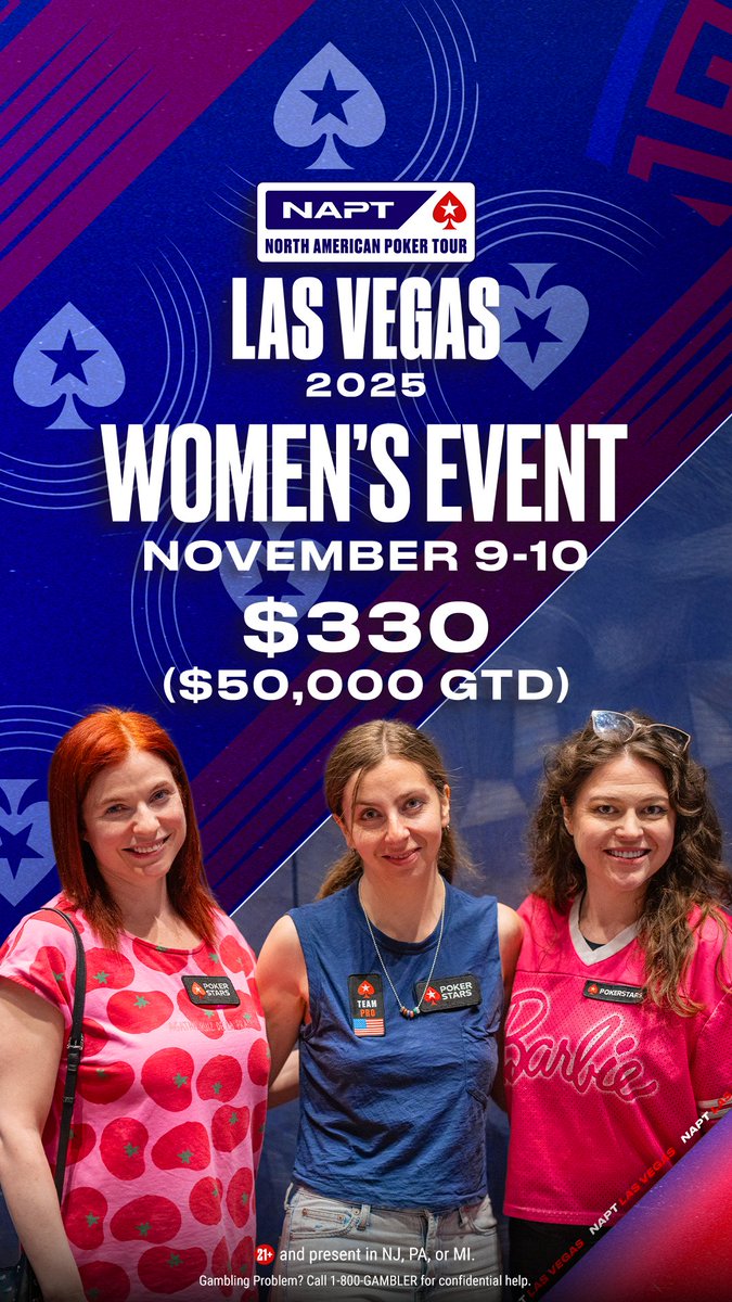 The #NAPTLasVegas festival is returning for its third year at <a href="/PokerRoomRWLV/">Resorts World Poker Room</a> next week including a $50,000 guaranteed Women's Event plus our first $1,100 buy-In Women's High Roller tournament on November 9 and 10. 

<a href="/CaitlinComeskey/">Caitlin Comeskey</a> <a href="/JenShahade/">Jennifer Shahade</a> and <a href="/mkonnikova/">Maria Konnikova</a> will be there to