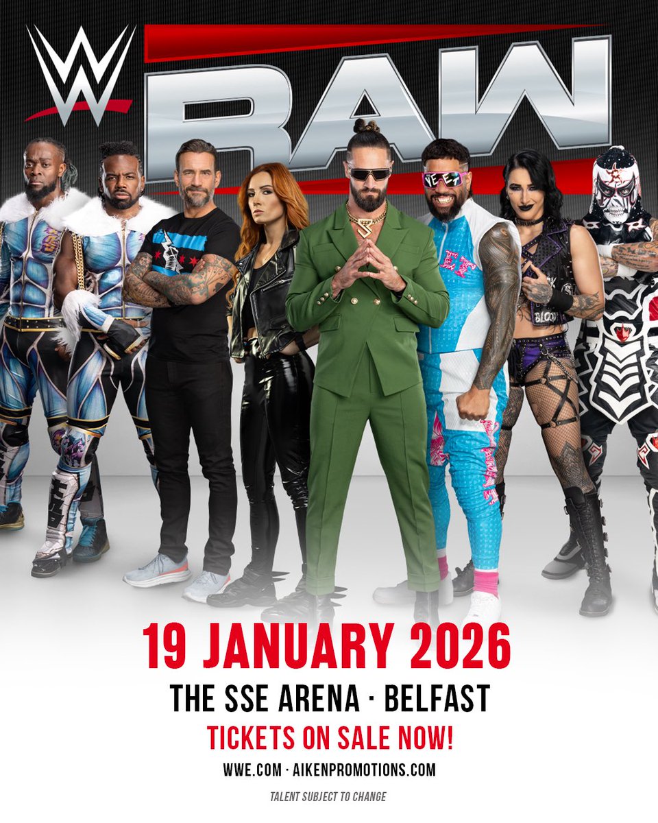 Tickets for WWE Monday Night Raw are ON SALE NOW!

📅 Monday 19 January 2026
📍 The SSE Arena, Belfast
🔥 The first-ever televised WWE event from Northern Ireland - and it’s going to be a night to remember.

🎟️ Tickets are live now! Grab yours now before they’re gone!
👉