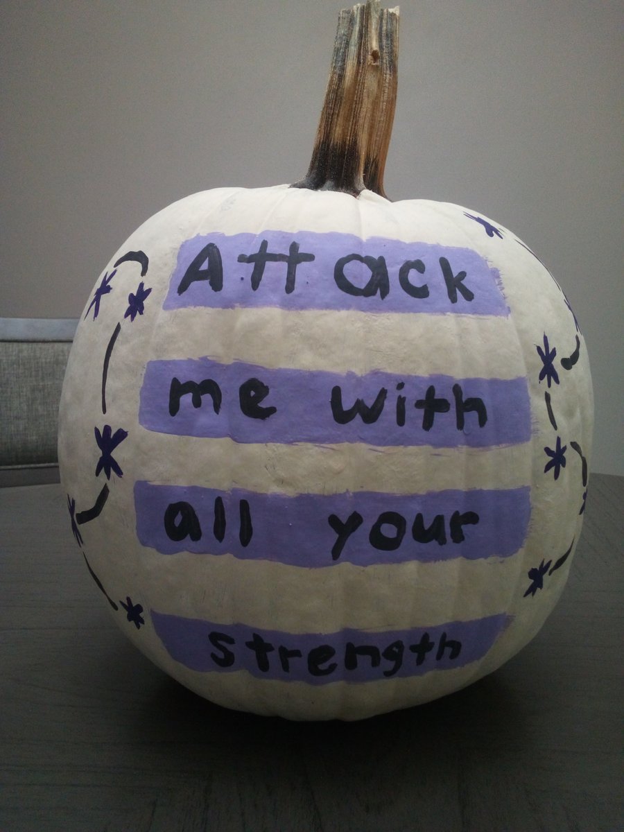 kt_librarian's tweet photo. Made another mae themed pumpkin this year! Happy Halloween acolyte friends 💜💜💜 #RenewTheAcolyte https://t.co/OvBjRrg4KI
