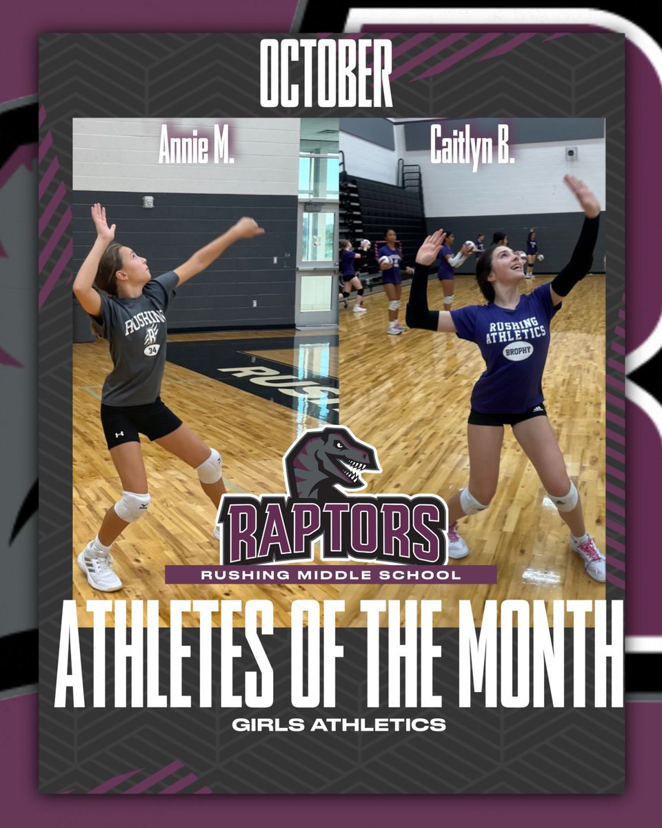Congratulations to our outstanding student athletes who have gone above and beyond this month showing incredible effort, leadership, and sportsmanship on and off the field. 💪 #thisisrUShing #raptorpride <a href="/ProsperRushing/">Rushing Middle School</a>