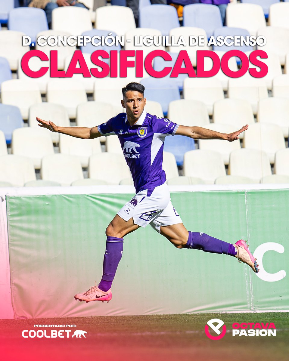 octavapasion's tweet image. ¡Pasajes a liguilla! ✈️ @coolbetchile

Con goles de Ángel Gillard y Carlos Escobar, Deportes Concepción venció por 2-1 a Unión San Felipe y aseguró su clasificación a la liguilla de ascenso en busca del segundo cupo a Primera División. 

📸 @jaimesalazarfotos