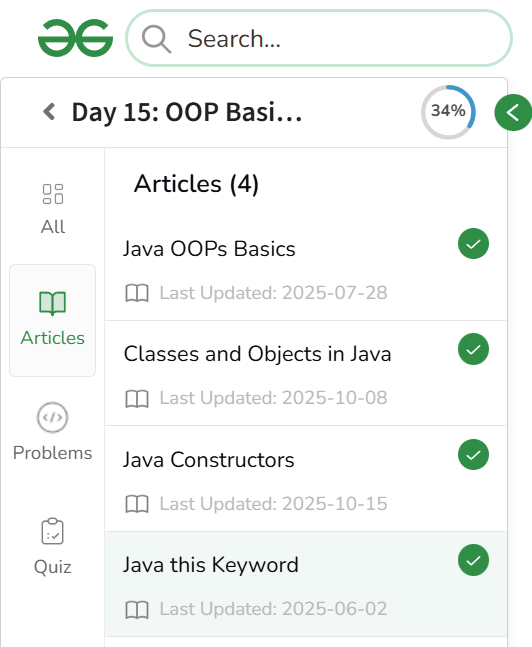 amanhaidry's tweet image. #Java from @geeksforgeeks 🚀
✅OOPs Basics
✅Classes and Objects
✅Constructors
✅this Keyword
#365DaysOfCode #JavaDev #programmer #Coding #CodingJourney #CodingLife #LearnInPublic #GeeksforGeeks #gfg #nationskillup #skillupwithgfg #365DaysOfCoding