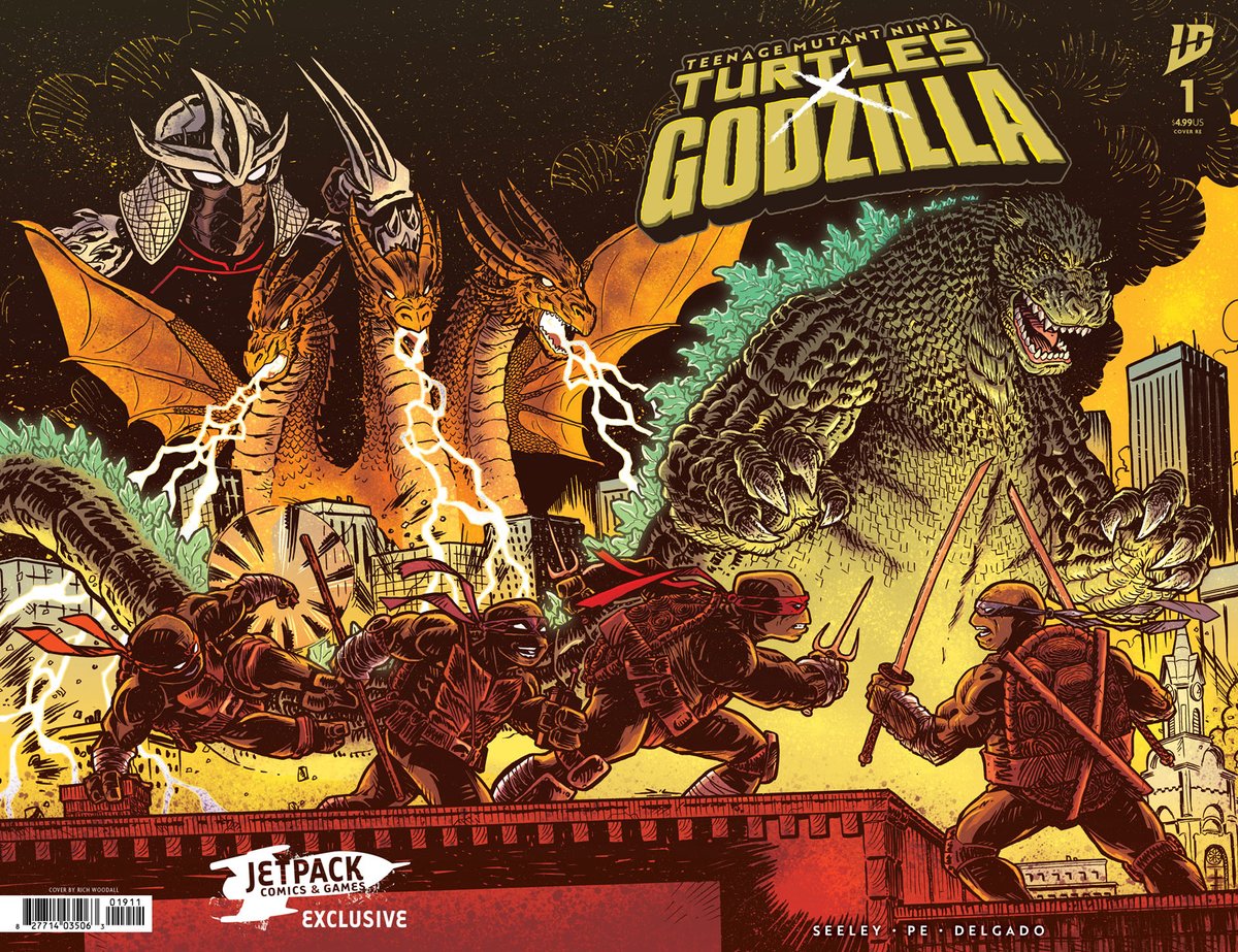 Cette couverture de Rich Woodall pour TMNT x Godzilla #1 😮