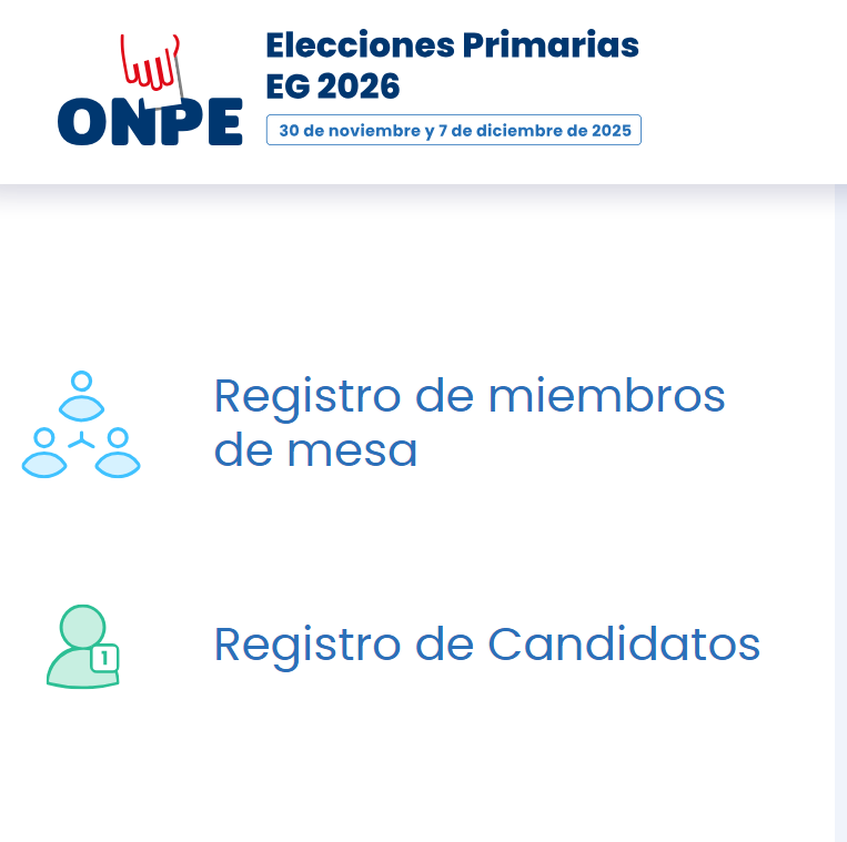 #AlertaElectoral 🚨🗳️ | Hoy 31 de octubre vence el plazo para que los partidos políticos inscriban a sus miembros de mesa en la Plataforma Registro de Elecciones Primarias REP de la ONPE. #PartidosPolíticosPerú #EG26

registroprimarias.onpe.gob.pe