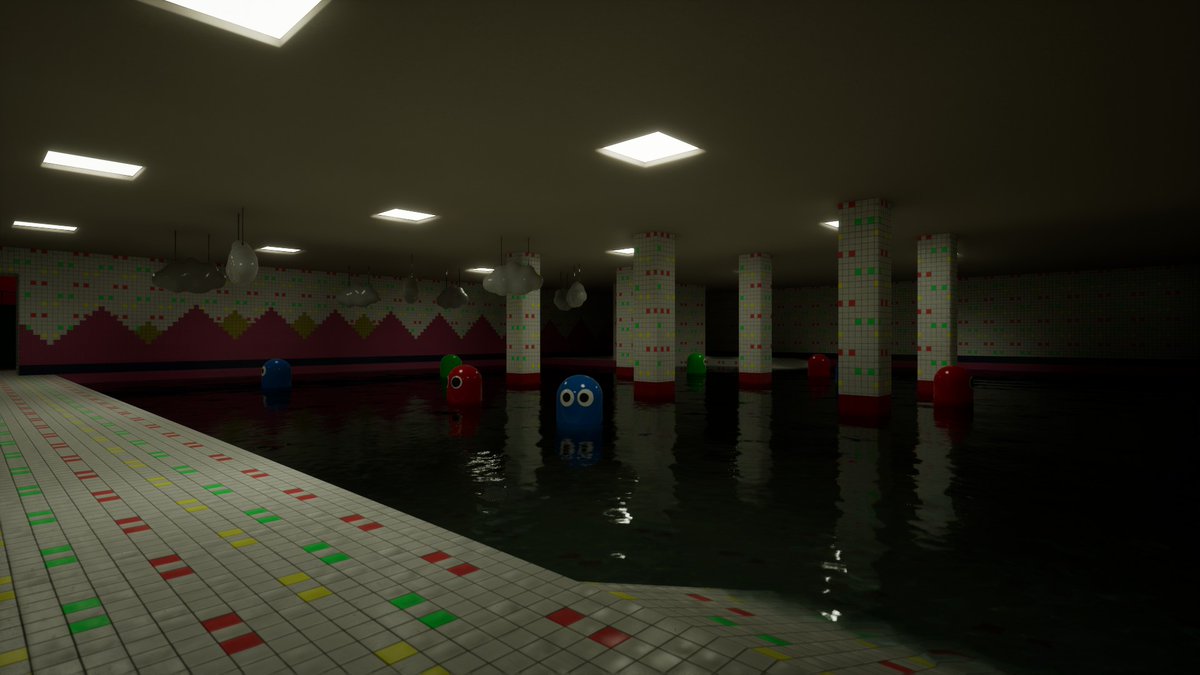 ErikaTheCat1's tweet image. #liminalspace #LiminalCore Chapter 2 more pool rooms but with frogs n flowers