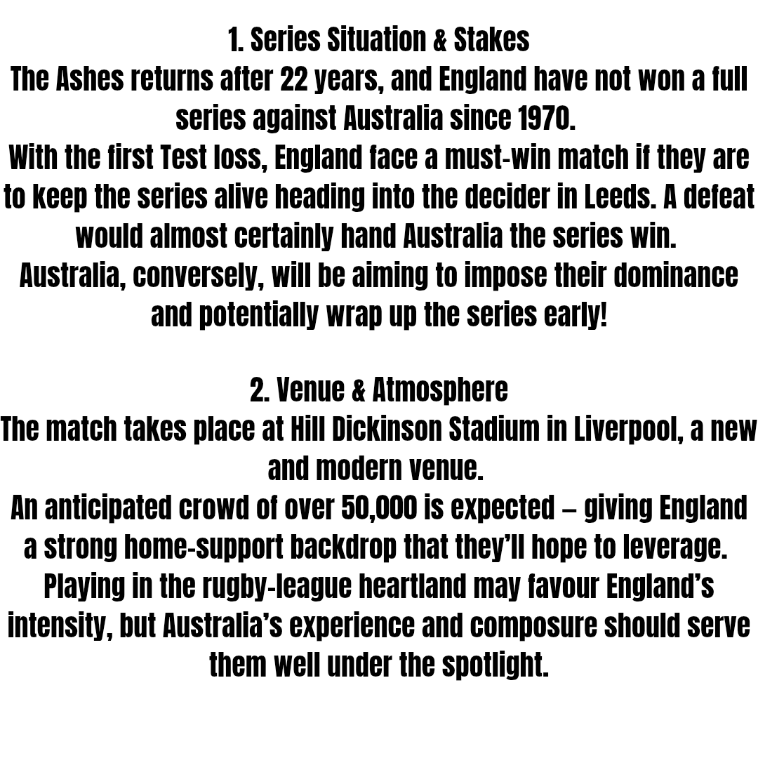 FootyUpdates71's tweet image. PART 1
Part 1 of my Analysis going into the 2nd Ashes Test and how it is Make or Break/ All or Nothing for England!