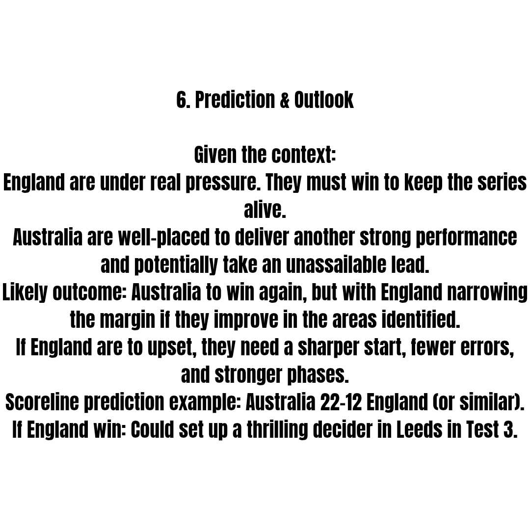 FootyUpdates71's tweet image. FINAL PART!
Final Part of my Analysis going into the 2nd Ashes Test and how it is Make or Break/ All or Nothing for England!