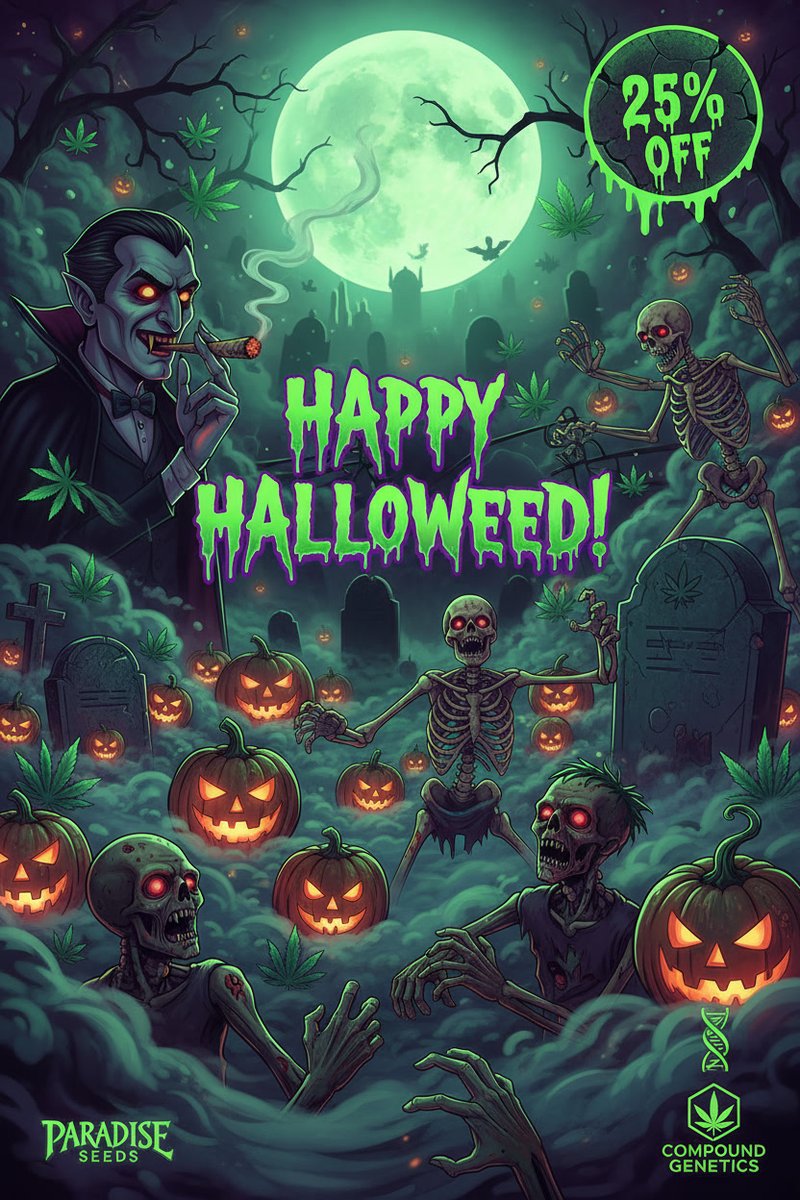 SacredSoundX's tweet photo. ๐งโโ๏ธ FLASH SALE ALERT!
๐ 25% OFF ALL Paradise Seeds & Compound Genetics strains + merch Only until the witching hourโฆ
๐ป Grab yours before they vanish!
https://t.co/RAkOhP5iDh
#Halloweed #CannabisSeeds #BOGO #420Community https://t.co/jonaanOofZ