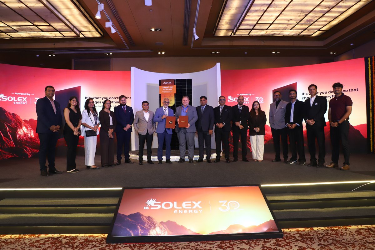 chetanshahsurat's tweet photo. Solex Energy proudly unveiled India's first Tapi Rear Contact (TRC).  The occasion also featured the signing of a Memorandum of Understanding (MoU) with ISC Konstanz, Germany strengthening our commitment to advanced R&amp;D and next-generation solar cell manufacturing.
@Solexenergyin https://t.co/dpdi38juvU