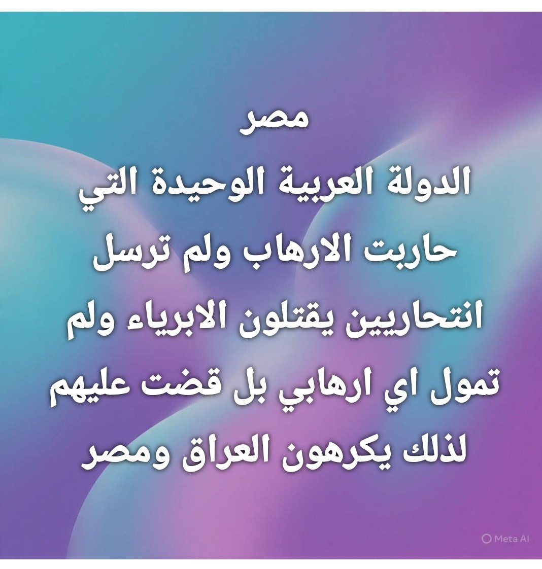العراق ومصر الوحيدين الي حاربوا الدواعش والتكفيريين واسقطوا مشروع الخليج واسرائيل