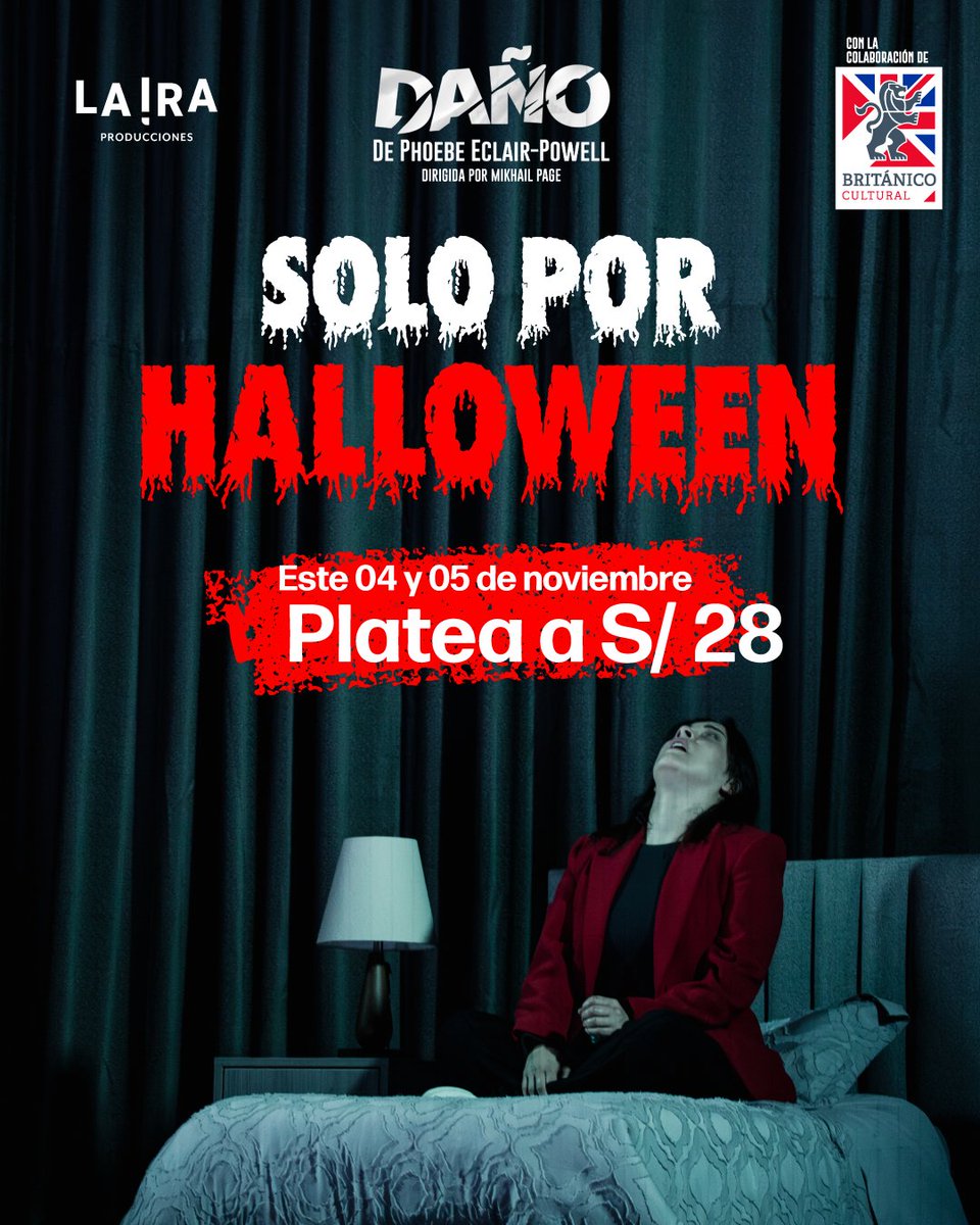 Este Halloween no traemos zombies,
pero sí un monstruo que da MUCHO más miedo:
el Hater 😈💬

Ese que aparece en los comentarios,
que critica, juzga, y nunca da la cara 👀
¿Valientes? Vengan a ver DAÑO.

🎭 Funciones con descuento de miedo
🗓️ 04 y 05 de noviembre
🎟️ Platea S/ 28