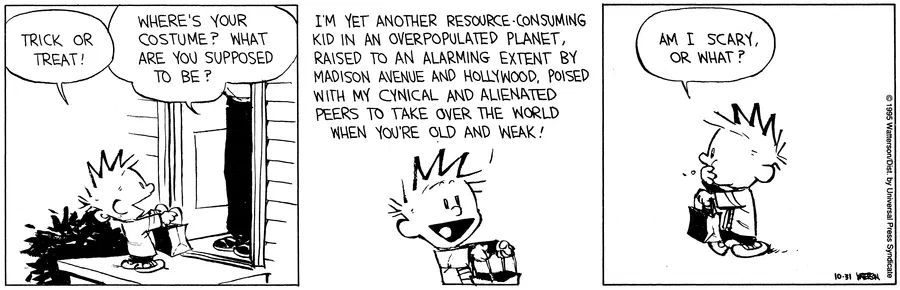 Calvinn_Hobbes's tweet image. Calvin skipped the costume and went straight for existential dread. Now that’s scary.
#CalvinandHobbes #TrickOrTreat #SpookyThoughts #Halloween