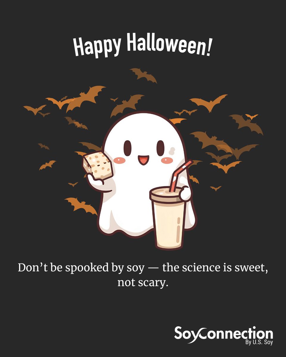 Boo! 👻 Don’t be spooked by soy — the science is sweet, not scary. 💚
🦇 Soy foods can help lower cholesterol and support heart health —
That’s a fang-tastic benefit! 🧛‍♀️
#SoyConnection #USSoy #happyhalloween #soy