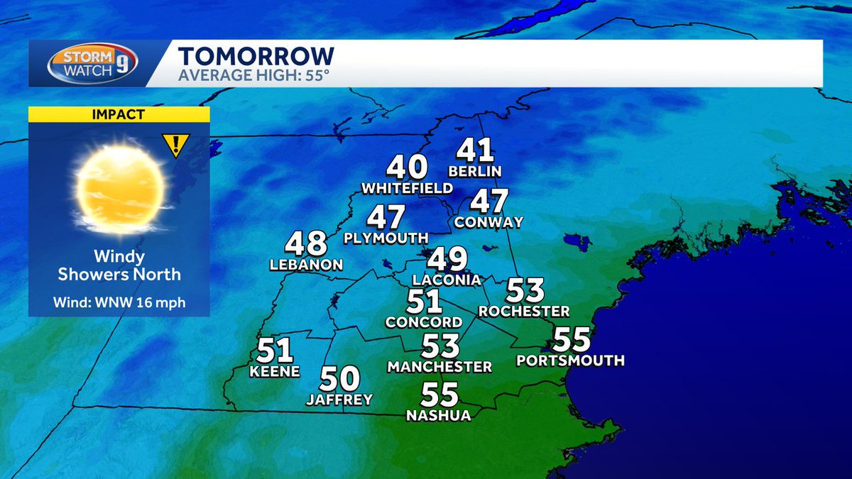 Tomorrow's forecast to help you plan ahead here #WMUR #NH #NHwx ->