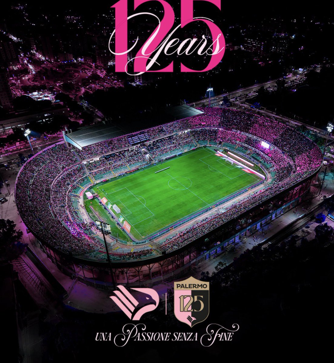 125 anni di storia.
125 anni di orgoglio.
125 anni di una passione senza fine.
Buon compleanno, Palermo 🩷🖤