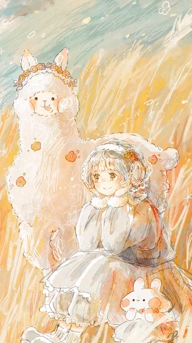 お待ちいただいている間に、 4年分の11月のイラストたちを 載せさせていただきます ㅤㅤㅤ ロック画面などご自由にお使いください.*・゜ ㅤㅤㅤ ⋆ ススキとアルパカ ⋆ ベゴニアとひつじ ⋆ 皇帝ダリア ⋆ シクラメン ㅤㅤㅤ 今月もどうぞよろしくお願いいたします