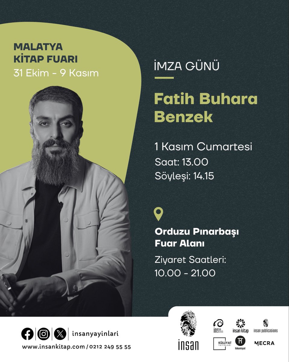 Yazarımız Fatih Buhara Benzek Malatya Kitap Fuarı’nda okurlarıyla buluşuyor!

<a href="/FatihBuhara/">Fatih Buhara Benzek</a>