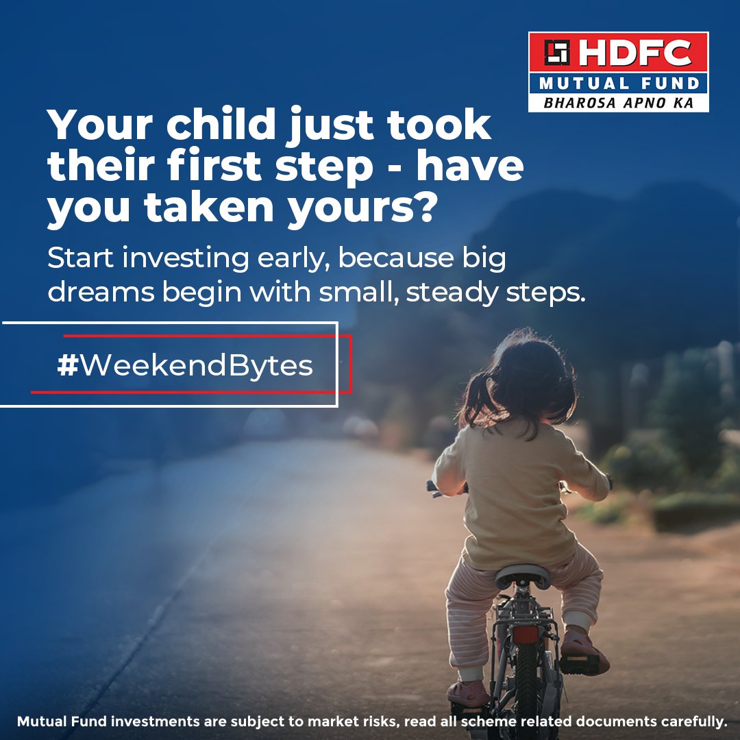 hdfcmf's tweet image. From first steps to first achievements, make sure you’re walking beside their dreams, not chasing them later. Start early, invest smart. Read more in our latest #WeekendBytes: tinyurl.com/bdhyzvf8