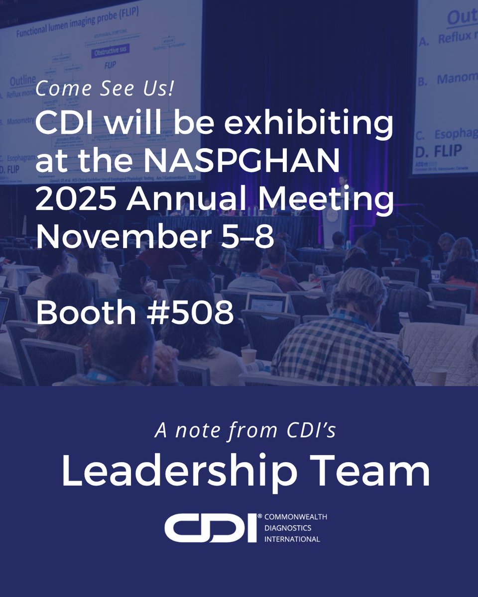 CommonwealthDX's tweet image. 🧬 Heading to #NASPGHAN2025 in Chicago? 

Come see CDI at Booth 508 (Nov 5–8)! Learn how our pediatric-friendly hydrogen &amp;amp; methane breath tests help clarify SIBO, IMO, and carb malabsorption cases — without invasive testing. 👧👦 

#PedsGI #BreathTestingDoneRight #CDI