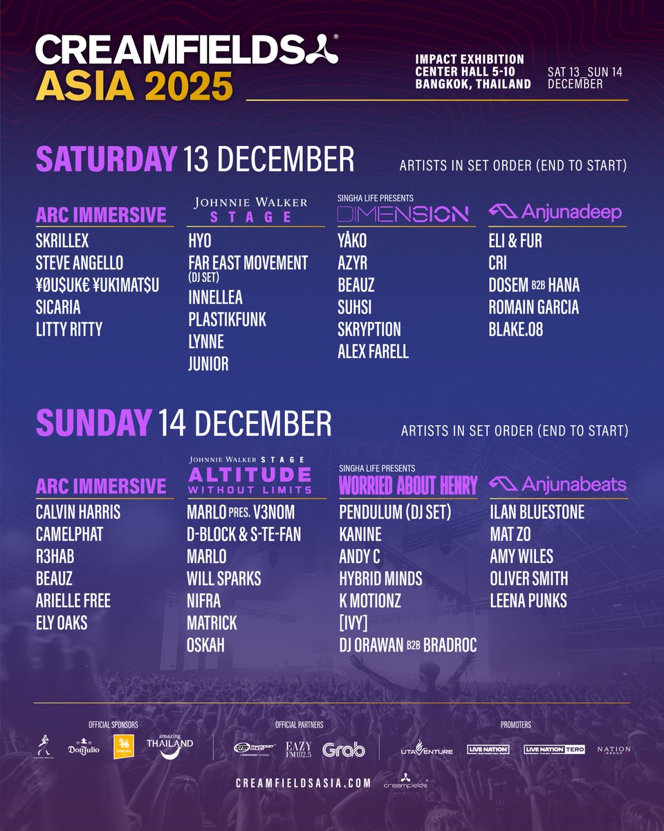 creamfieldsasia's tweet photo. 🚨 Full lineup announced!
General tickets go on sale today.
- 2-Day Pass: GA THB 8,500 | VIP THB 13,900
- 1-Day Pass: GA THB 4,500 | VIP THB 7,200
⏳ On sale: Nov 1 (12AM) – Dec 12 (11:59PM)
🔗 Tickets: https://t.co/f9wkuuKtEX
#Creamfields
#CreamfieldsAsia2025 https://t.co/Pfw378UoGd