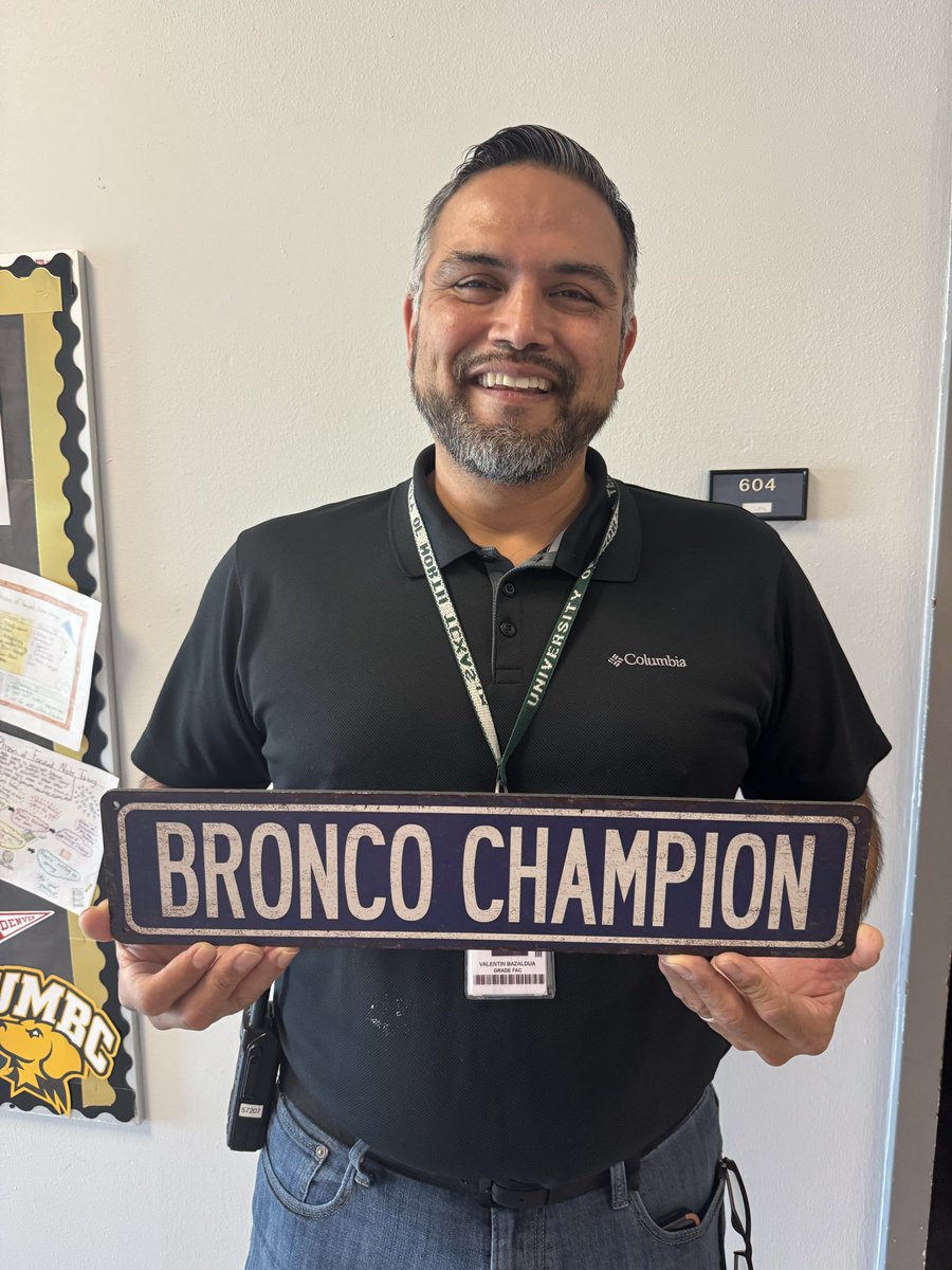 Congrats to Mr. Bazaldua! He is a hard worker who builds strong relationships with his students. His work makes a difference for teachers and staff everyday. Thank you for being a Bronco Champion! 💙💛 #BroncoChampions <a href="/HeritageBroncos/">Heritage Broncos</a>
