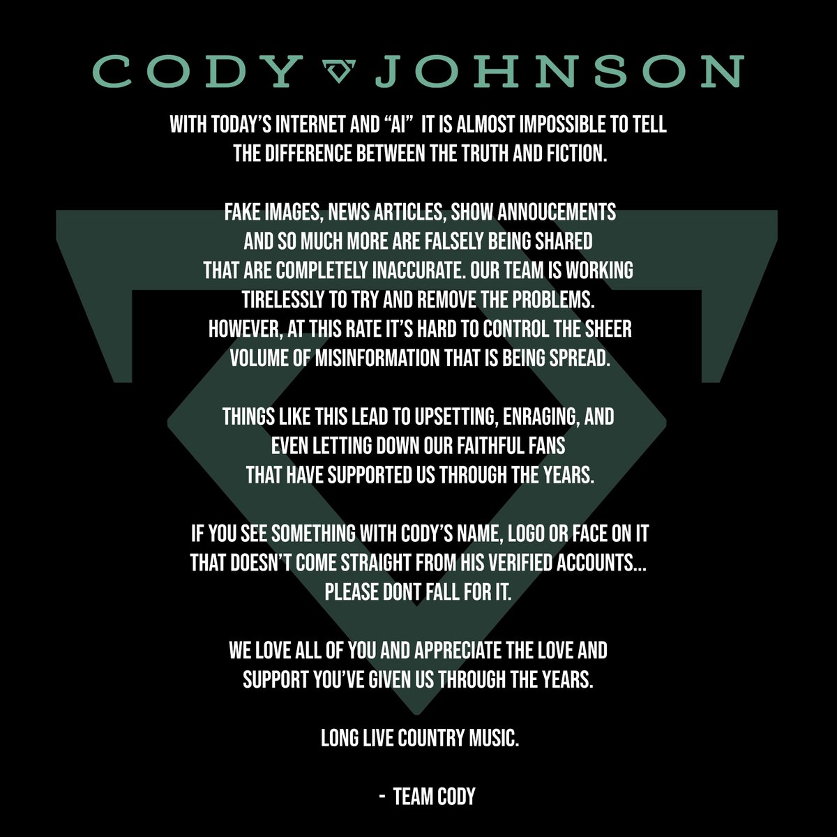 codyjohnson's tweet image. Important message for COJO Nation!